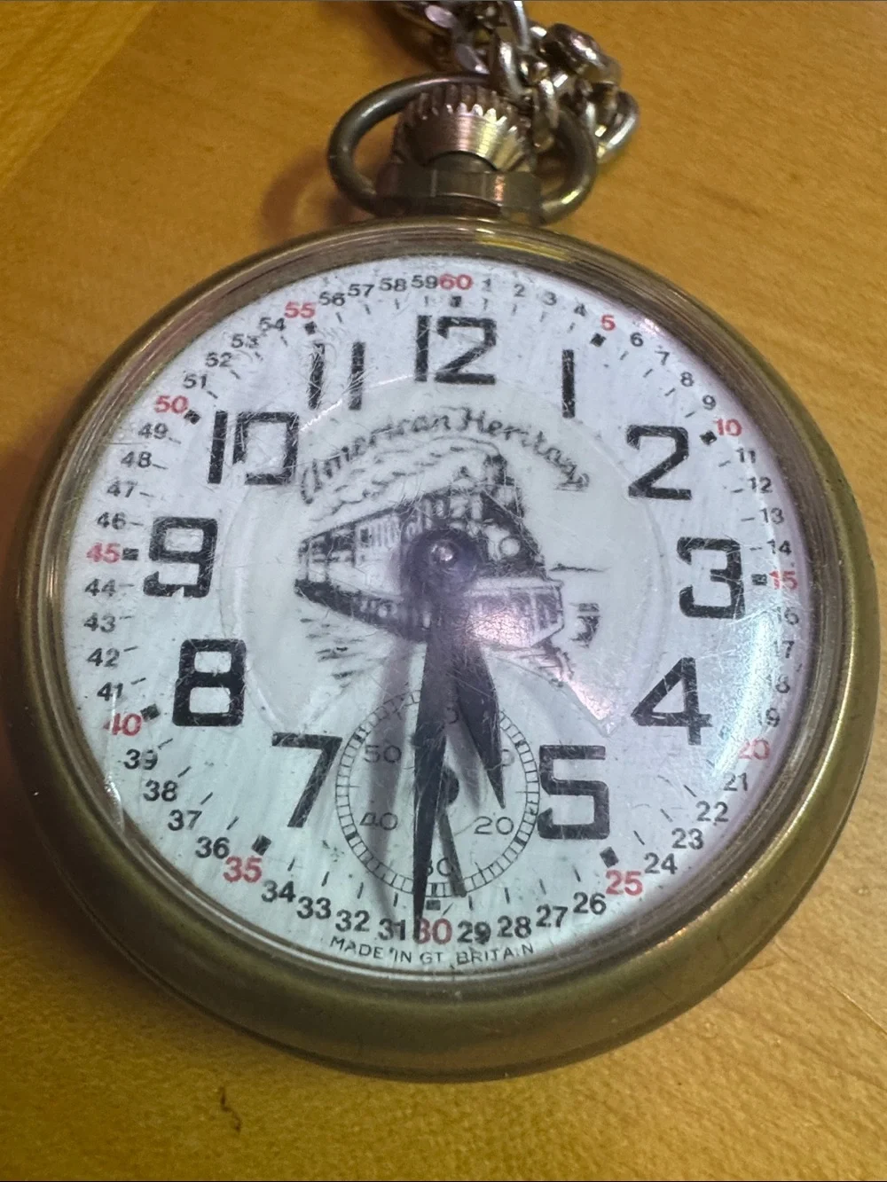 RARE SEARS RAILROAD BRASS POCKET WATCH TRAIN STEAM ENGINE WORKING